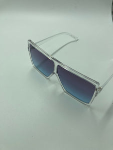 Clear/Blue Wide Frame Sunglasses