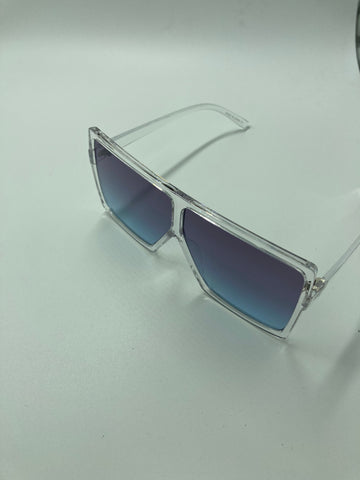 Clear/Blue Wide Frame Sunglasses