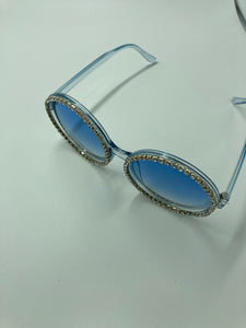 Round clear/blue diamond studded trim Shades