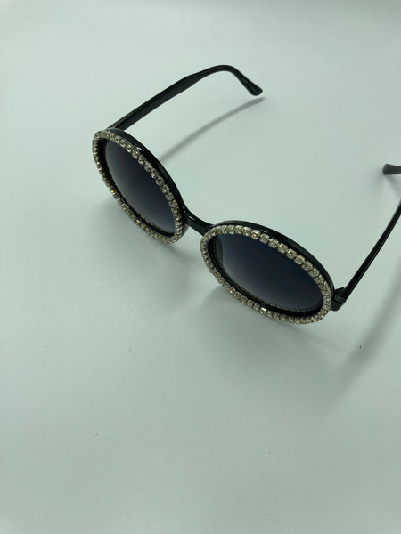 Round clear/blue diamond studded trim Shades