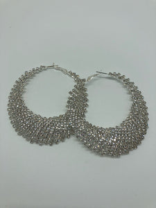 Silver  Rhinestone Hoops